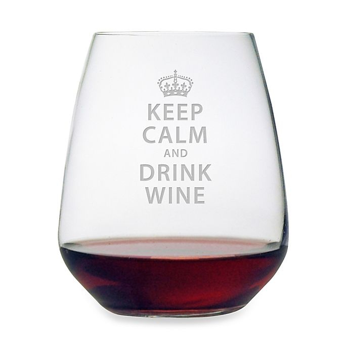 slide 1 of 1, Susquehanna Glass Etched Keep Calm and Drink Wine'' Stemless Wine Glass'', 1 ct