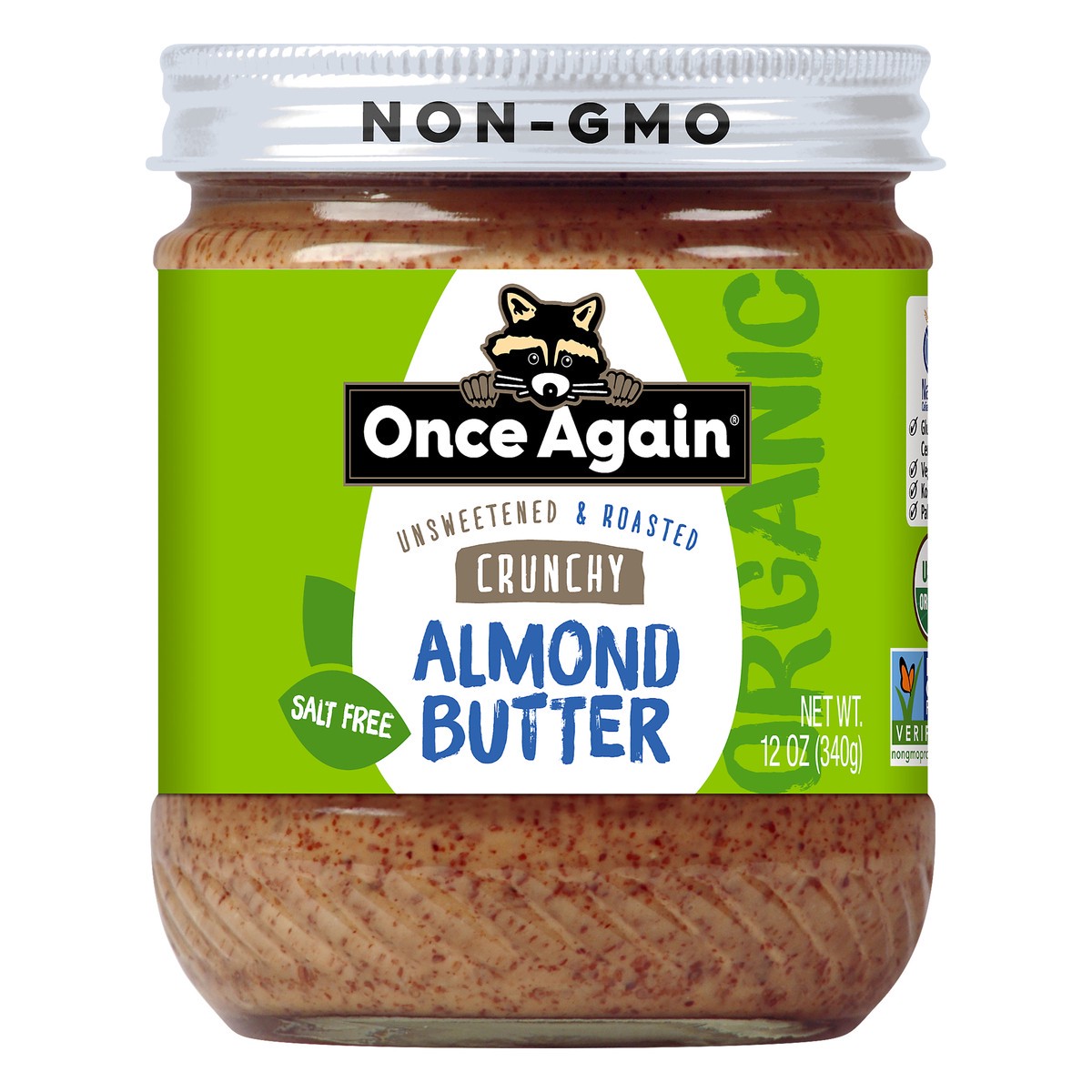 slide 2 of 6, Once Again Organic Unsweetened & Roasted Crunchy Almond Butter 12 oz, 12 oz