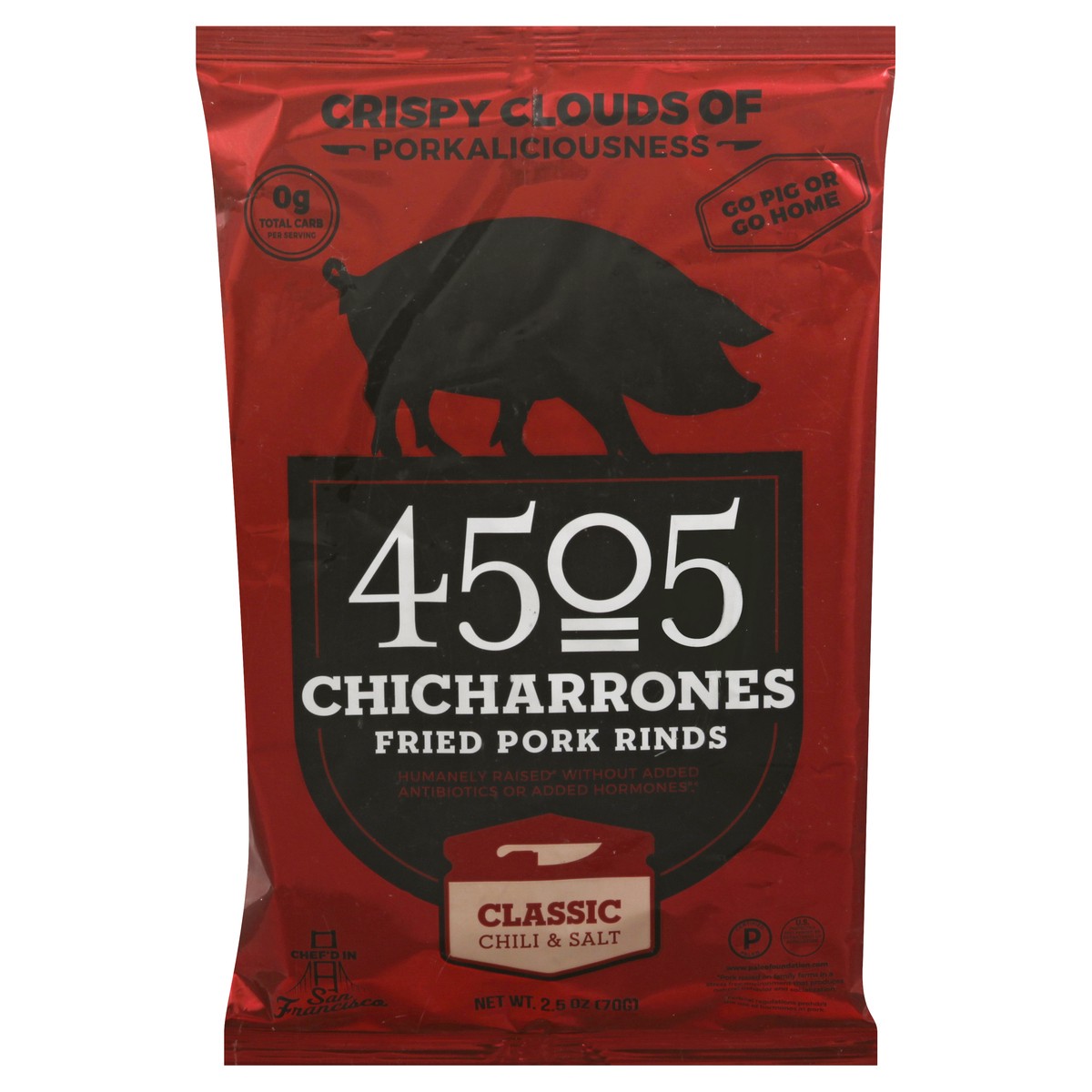 slide 1 of 1, 4505 Meats Classic Chile & Salt Chicharrones Fried Pork Rinds, 2.5 oz