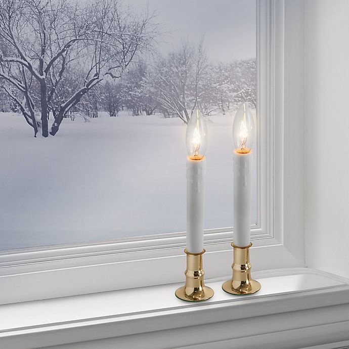 slide 2 of 2, Winter Wonderland Electric Candle Lamps - Brass, 2 ct