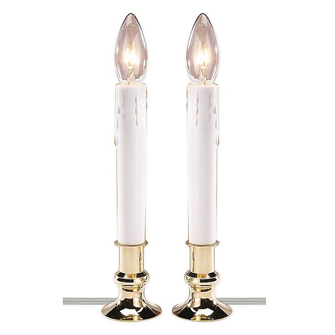slide 1 of 2, Winter Wonderland Electric Candle Lamps - Brass, 2 ct