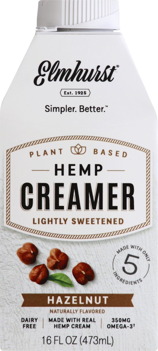 slide 4 of 13, Elmhurst Hemp Creamer, Slightly Sweetened, Hazelnut, 16 oz