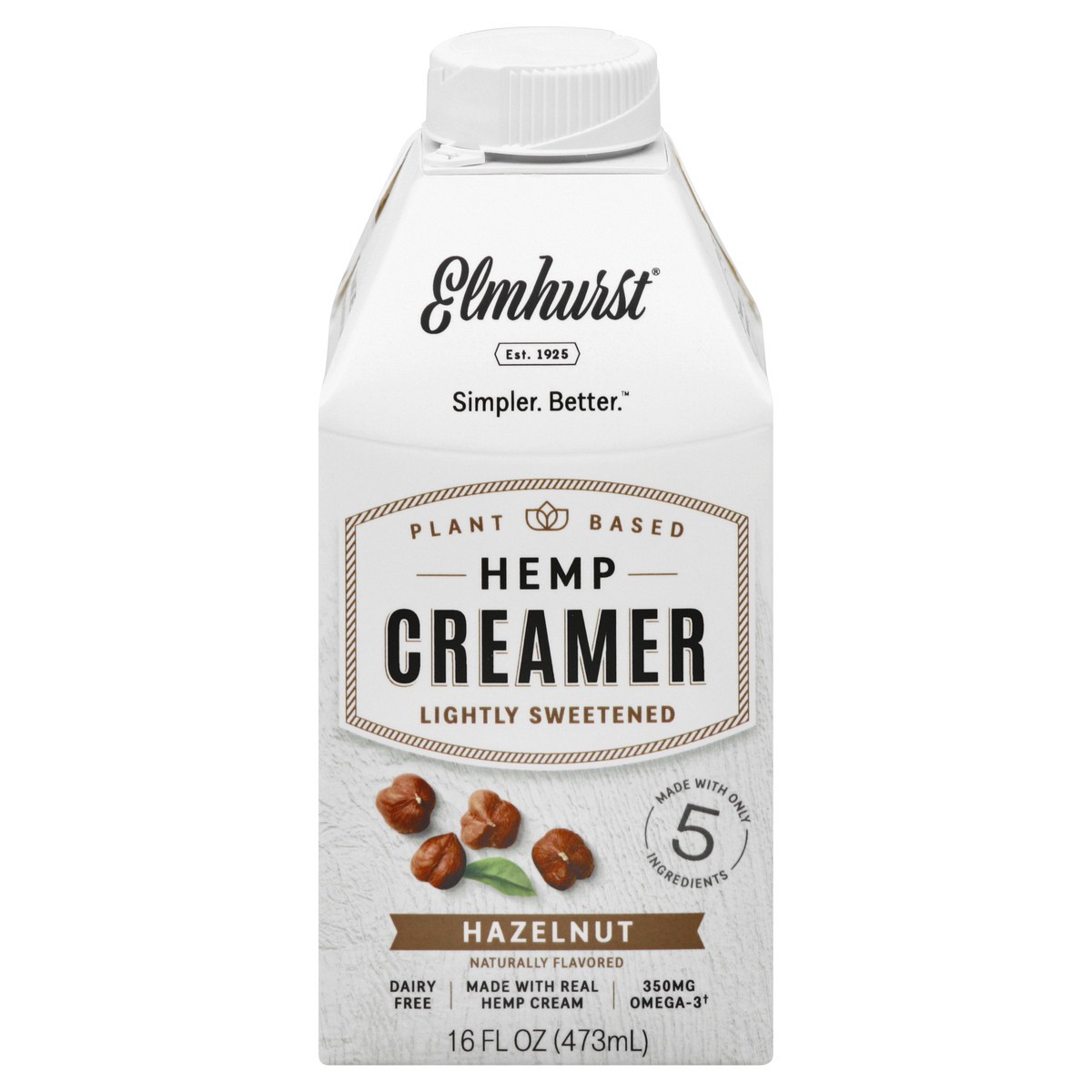 slide 1 of 13, Elmhurst Hemp Creamer, Slightly Sweetened, Hazelnut, 16 oz