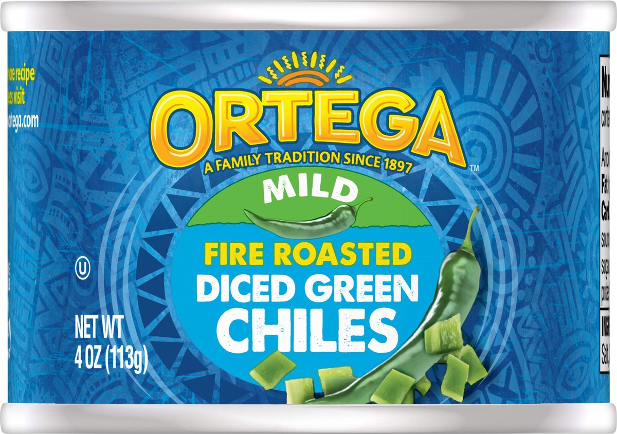 slide 5 of 5, Ortega Diced Mild Fire Roasted Green Chiles 4 oz, 4 oz