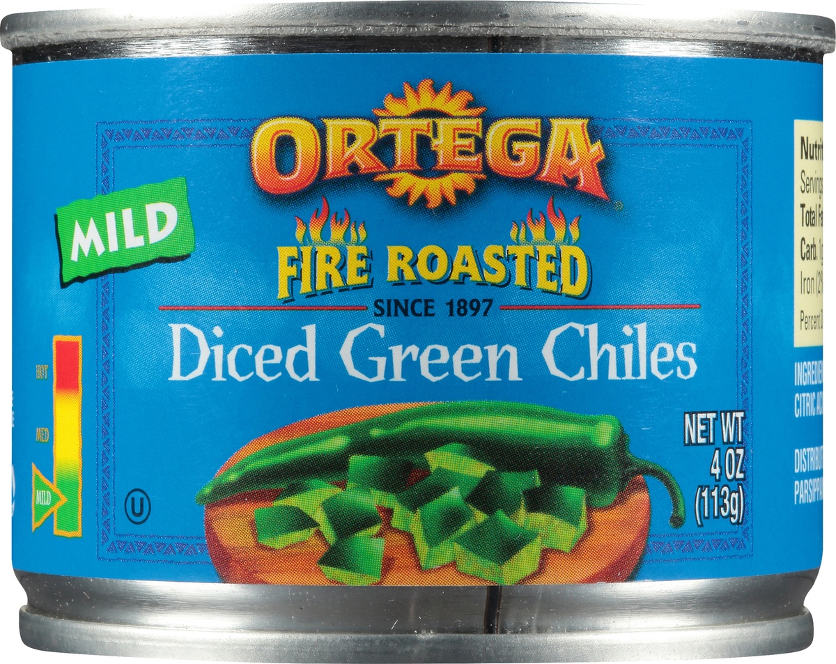 slide 7 of 9, Ortega Diced Mild Fire Roasted Green Green Chiles 4 oz, 4 oz