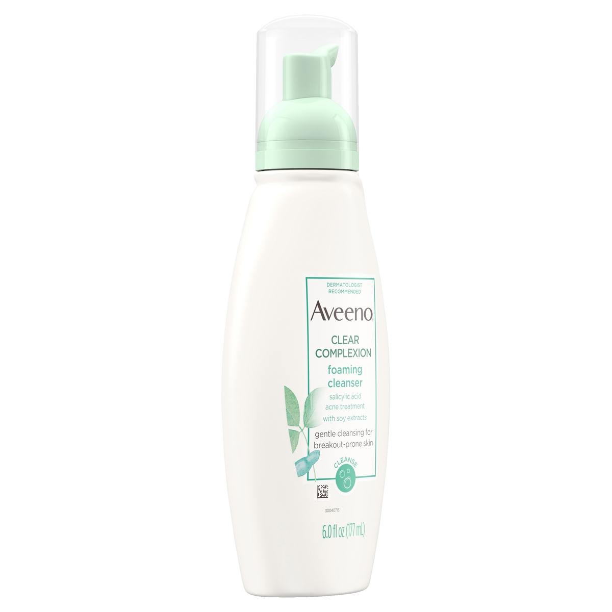 slide 2 of 6, Aveeno Clear Complexion Foaming Oil-Free Facial Cleanser with Salicylic Acid Acne Medication for Breakout-Prone Skin, Face Wash with Soy Extracts, Hypoallergenic & Non-Comedogenic, 6 fl oz