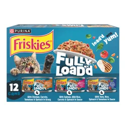 Purina Friskies Fully Loadd Wet Cat Food Variety Pack With Chicken, Salmon, Or Tuna In Wet Cat Food Gravy 12ct - 5.5 Oz. Can