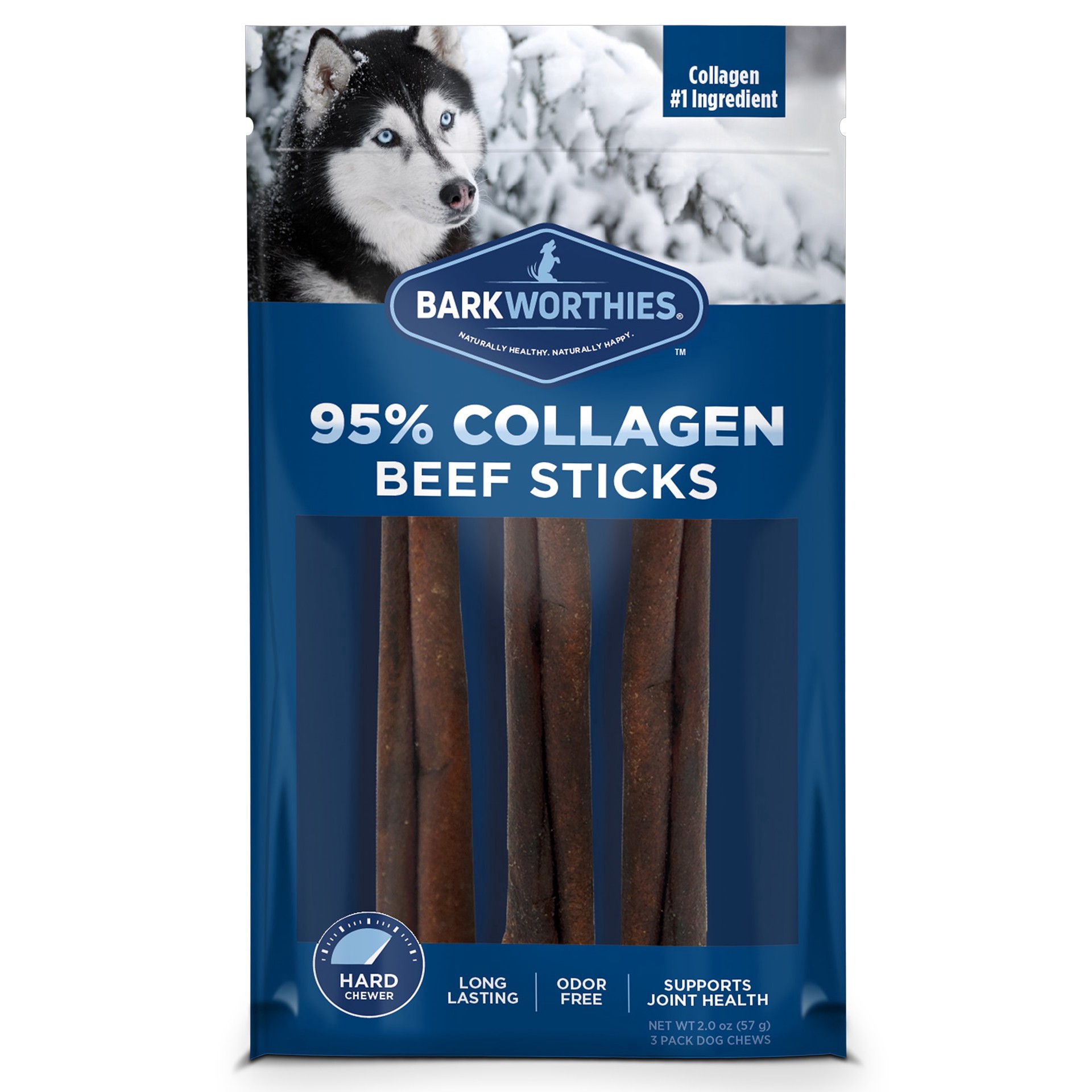 slide 1 of 1, Bkw-Dog 6" Beef Collagen 3 Pack, 6 in