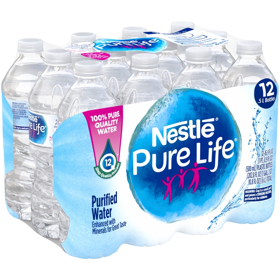 slide 2 of 5, Nestlé PURE LIFE Purified Water, 16.9-ounce plastic bottles (Pack of 12), 12 ct; 16.9 fl oz