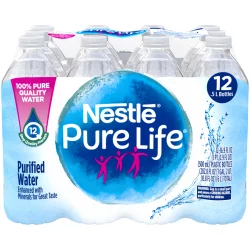 Nestlé PURE LIFE Purified Water, 16.9-ounce plastic bottles (Pack of 12)