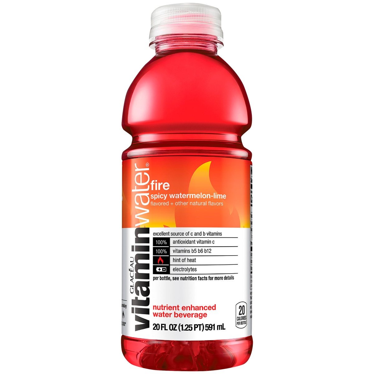 slide 1 of 2, smartwater Vitaminwater Fire Spicy Watermelon-Lime Water Beverage - 20 fl oz, 20 fl oz