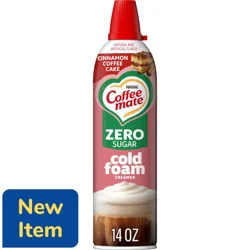 Coffee-Mate Coffee mate Cinnamon Coffee Cake Flavored Zero Sugar Cold Foam Creamer, Non Dairy Creamer