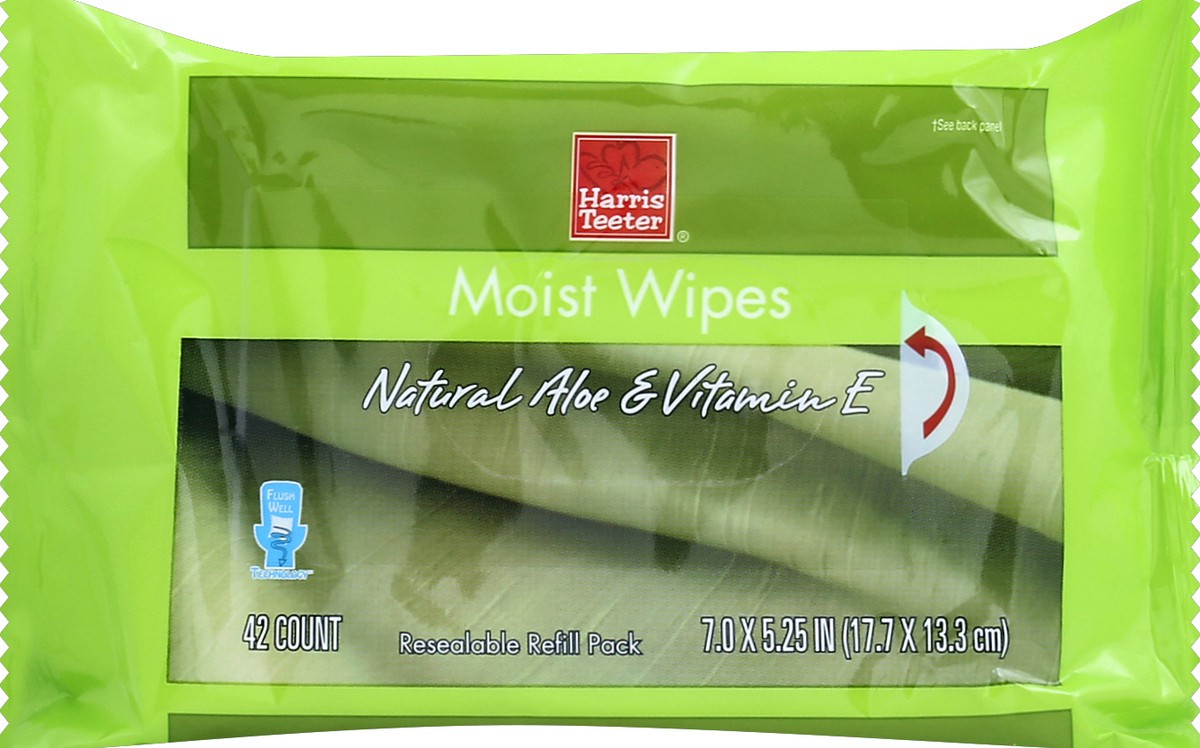 slide 1 of 5, Harris Teeter® Natural Aloe & Vitamin E Moist Wipes, 42 ct
