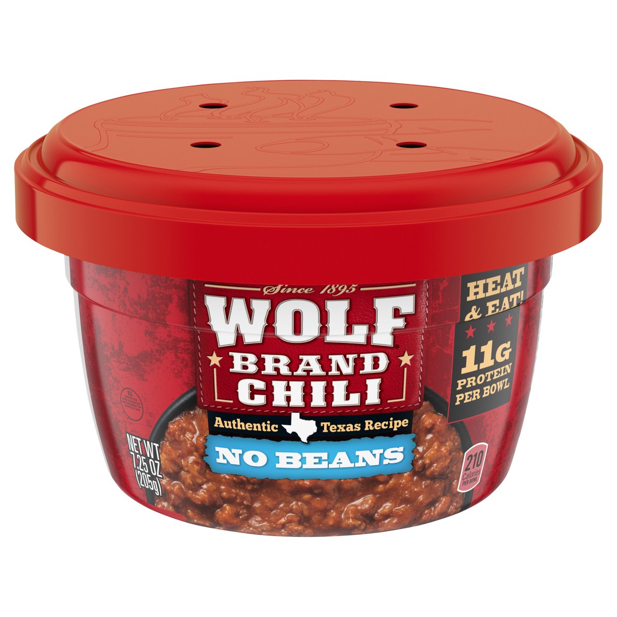 slide 1 of 5, WOLF BRAND Chili No Beans, Microwavable Bowls, 7.25 oz., 7.25 oz