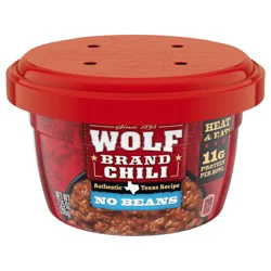 Wolf Brand Chili No Beans, 11g Protein Per Serving, Microwavable, 7.25 oz. Bowl