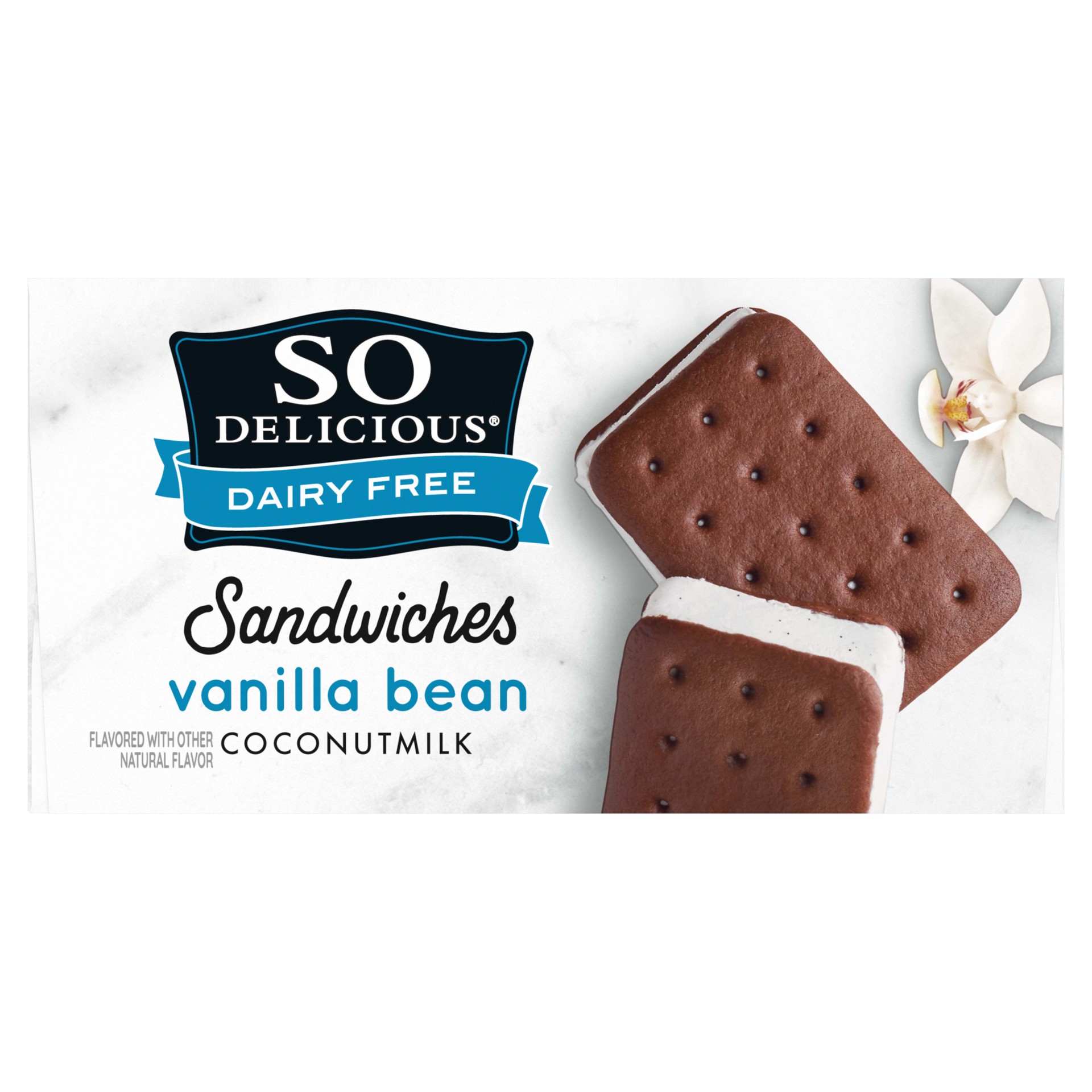 slide 2 of 5, So Delicious Dairy Free Coconut Milk Frozen Dessert Sandwich, Vanilla Bean, Vegan, Non-GMO Project Verified, 8 Pack, 1 fl oz