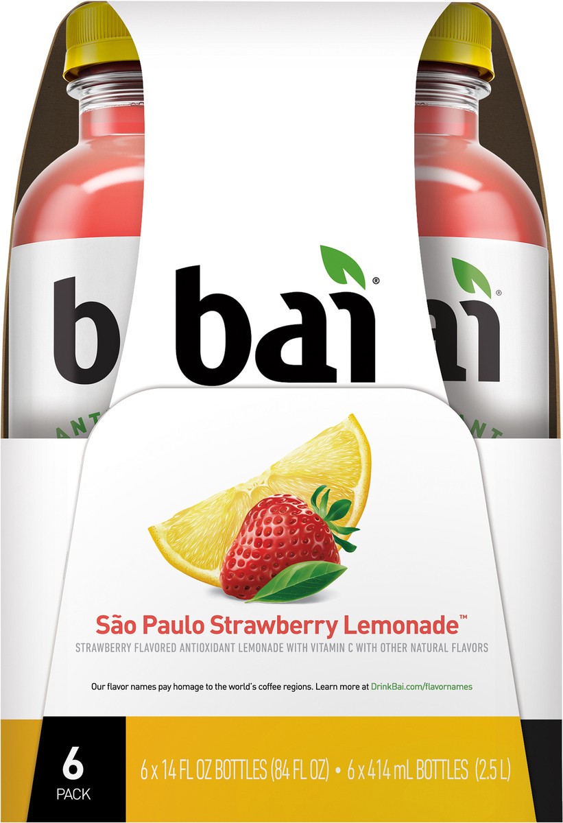 slide 6 of 7, Bai Sao Paulo Strawberry Lemonade, Antioxidant Infused Beverage, 14 Fl Oz Bottles, 6 Pack, 6 ct; 14 oz