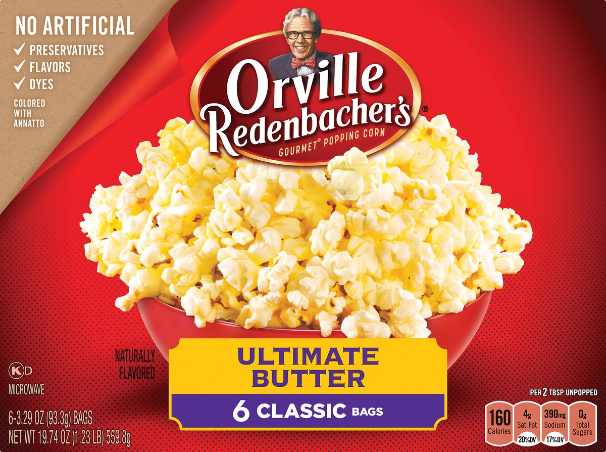 slide 6 of 9, Orville Redenbacher's 6 Classic Bags Ultimate Butter Popping Corn 6 ea, 6 ct