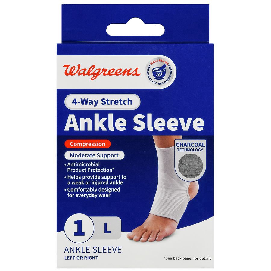 slide 4 of 5, Walgreens Ankle Sleeve With 4-Way Stretch Large, 1 ct