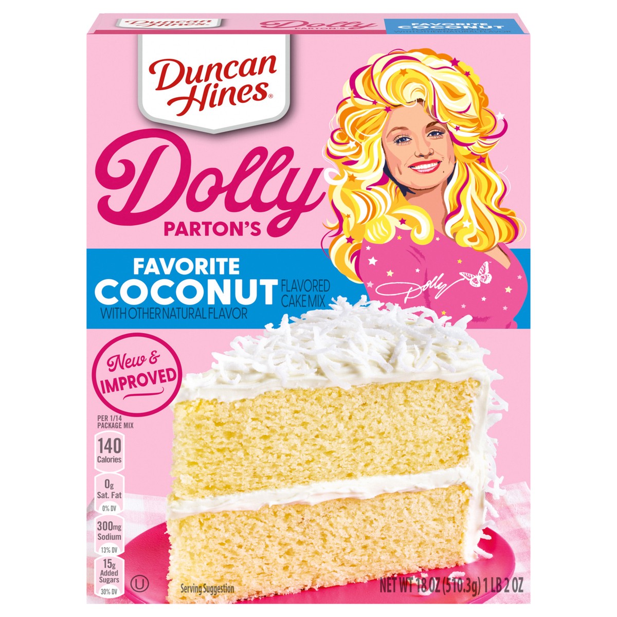 slide 2 of 14, Duncan Hines Dolly Parton's Favorite Coconut Flavored Cake Mix, 18 oz., 18 oz