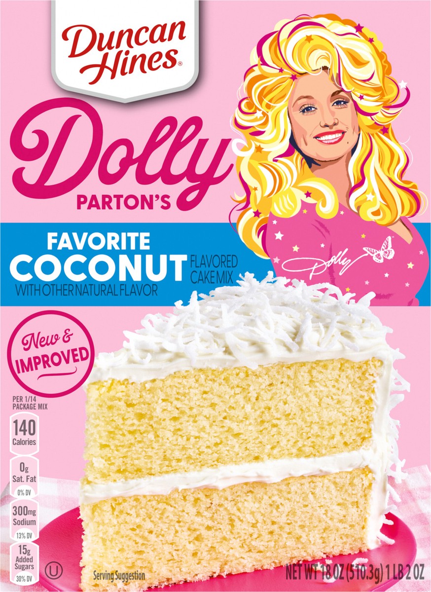 slide 5 of 14, Duncan Hines Dolly Parton's Favorite Coconut Flavored Cake Mix, 18 oz., 18 oz