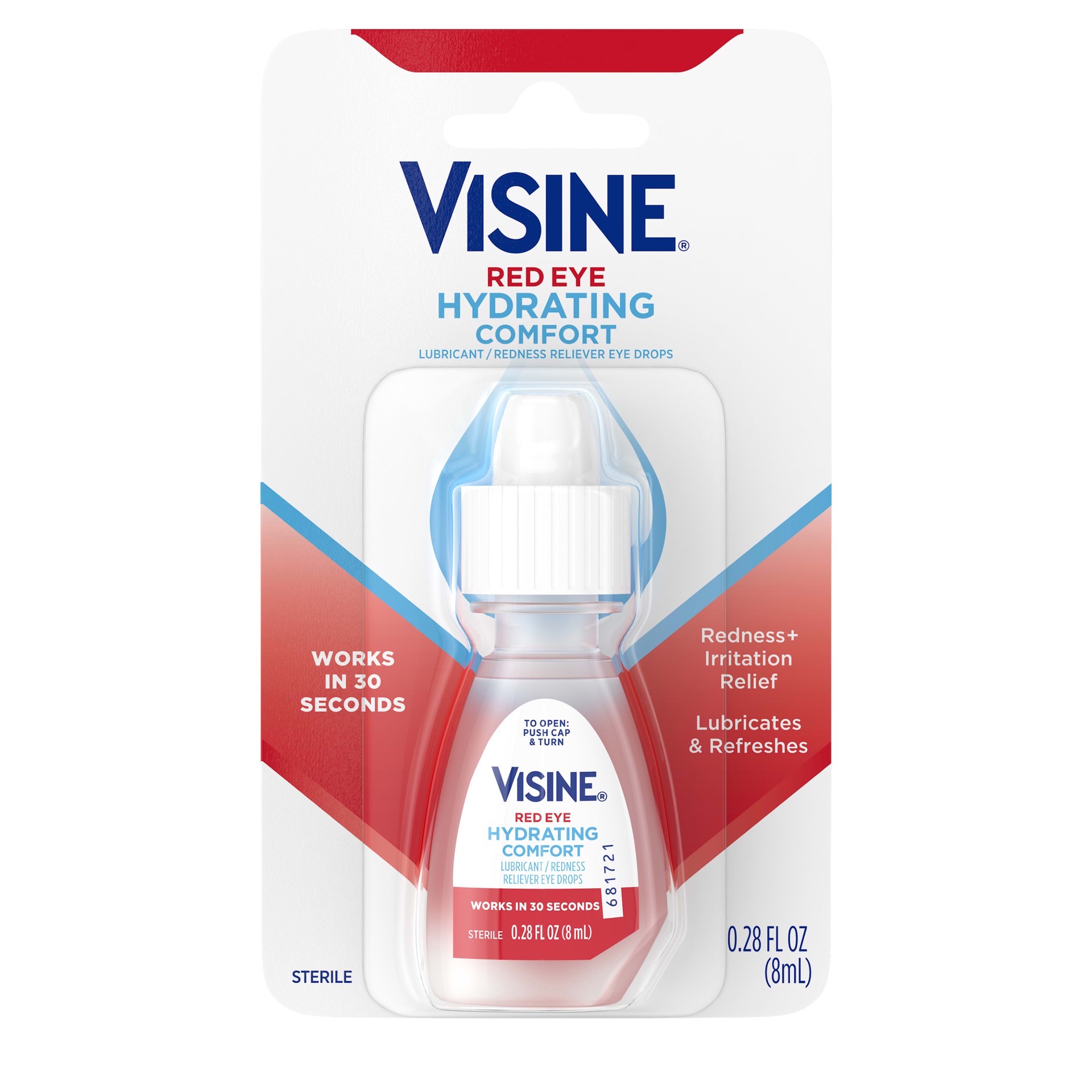 slide 1 of 4, Visine Red Eye Hydrating Comfort Lubricating Eye Drops, 0.28 fl oz