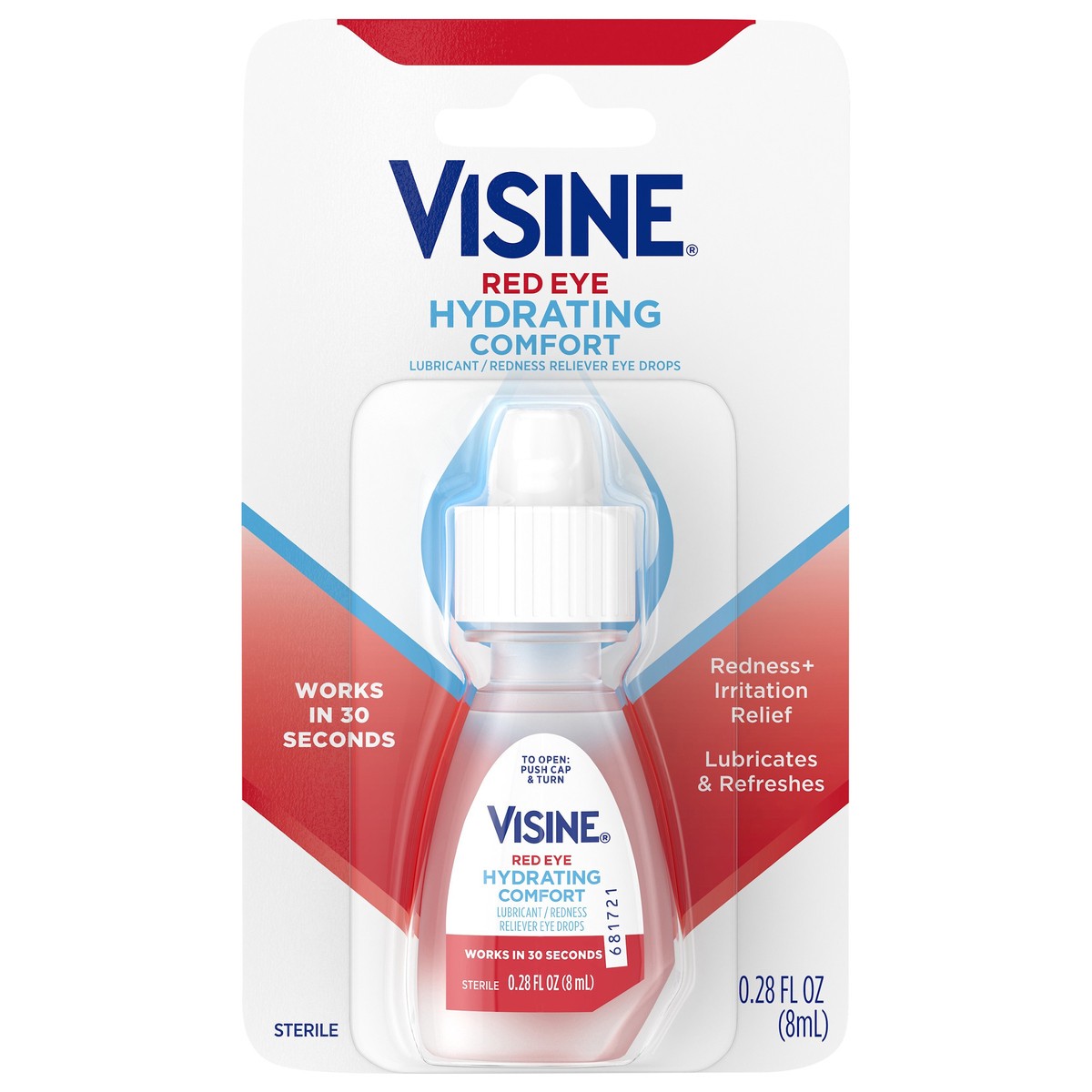 slide 1 of 4, Visine Red Eye Hydrating Comfort Lubricant & Redness Reliever Eye Drops 0.28 Fl. Oz, 0.28 fl oz