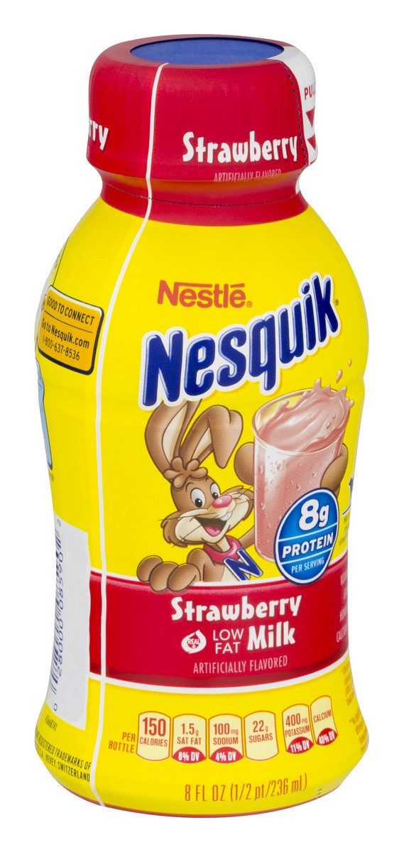 slide 2 of 9, Nestlé Nesquik Strawberry Low Fat Milk, 8 fl oz