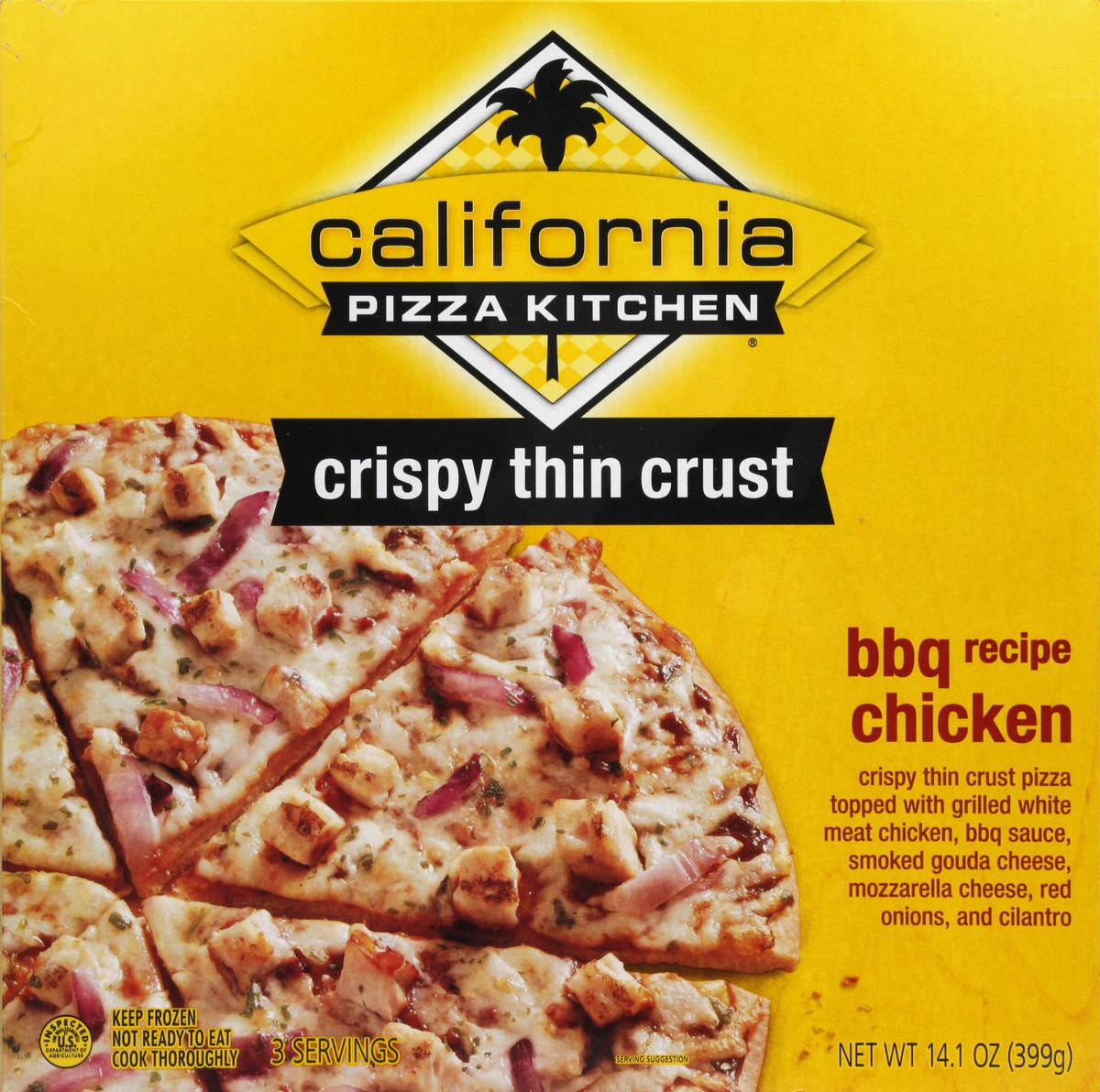 slide 5 of 6, California Pizza Kitchen Pizza, Crispy Thin Crust, BBQ Recipe Chicken, 14.1 oz
