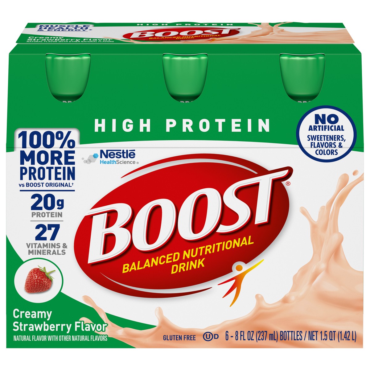 slide 1 of 9, Boost High Protein Nutritional Drinks Creamy Strawberry, 6 ct; 8 fl oz