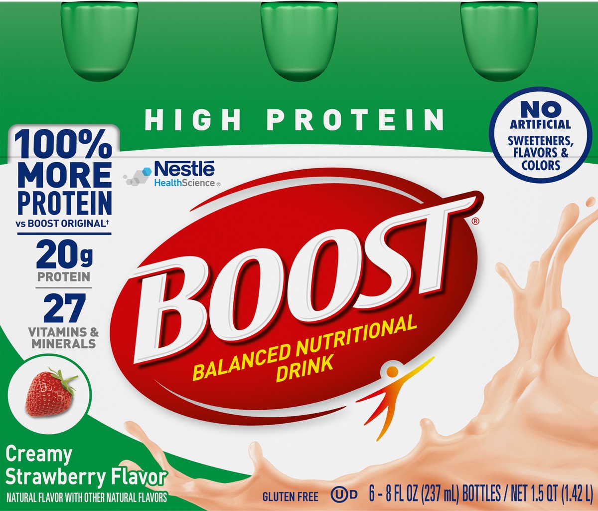slide 8 of 9, Boost High Protein Nutritional Drinks Creamy Strawberry, 6 ct; 8 fl oz