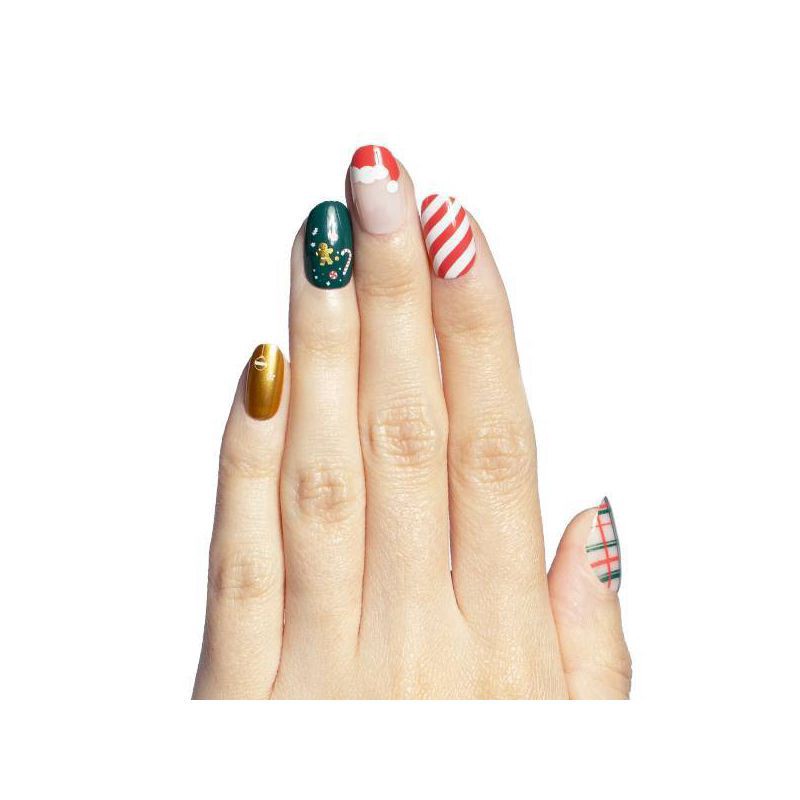 slide 6 of 6, Olive & June Press-On - S Round - All Out Christmas - 42ct, 1 ct