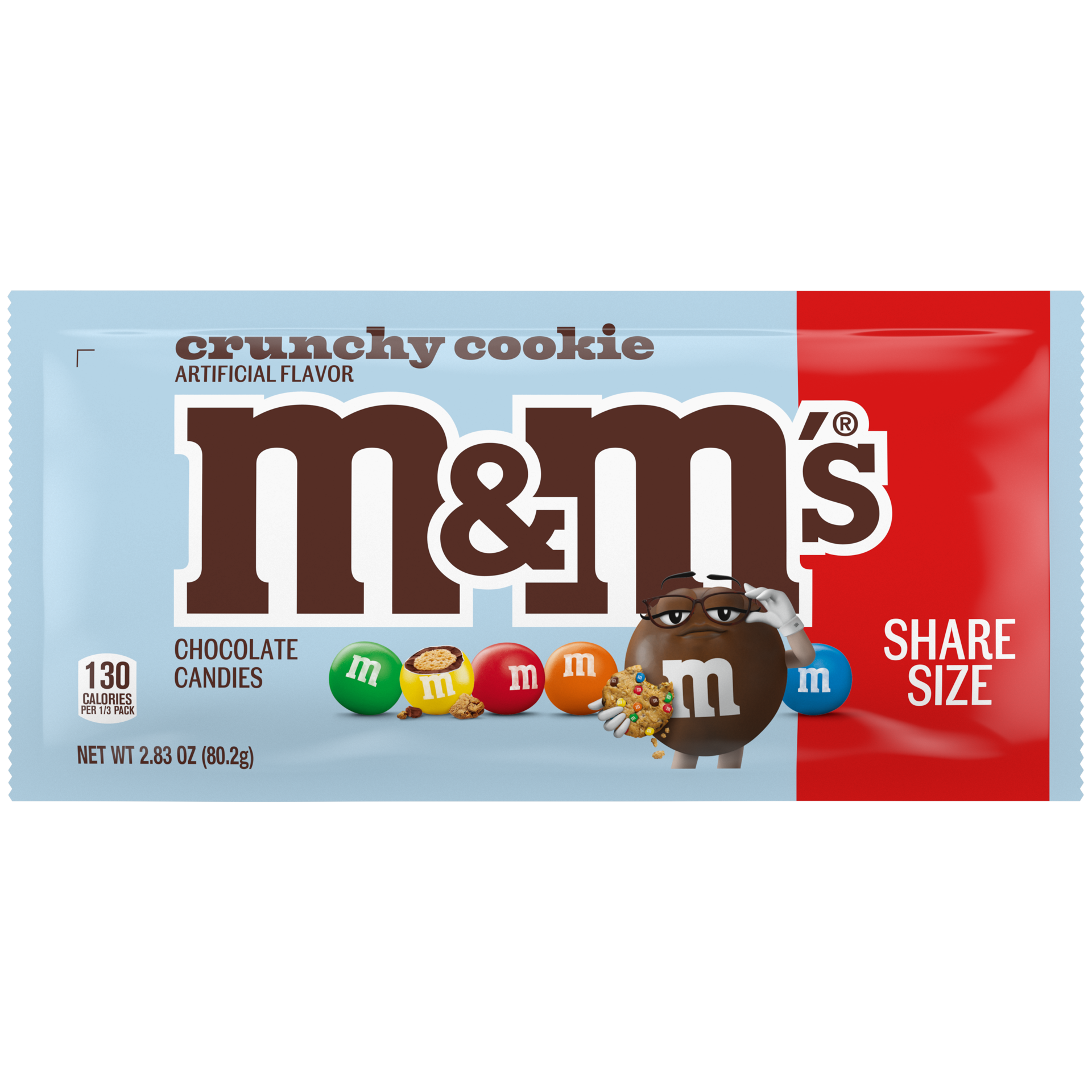 slide 1 of 8, M&M's Crunchy Cookie Milk Chocolate Candy, Share Size, 2.83 oz Bag, 2.83 oz