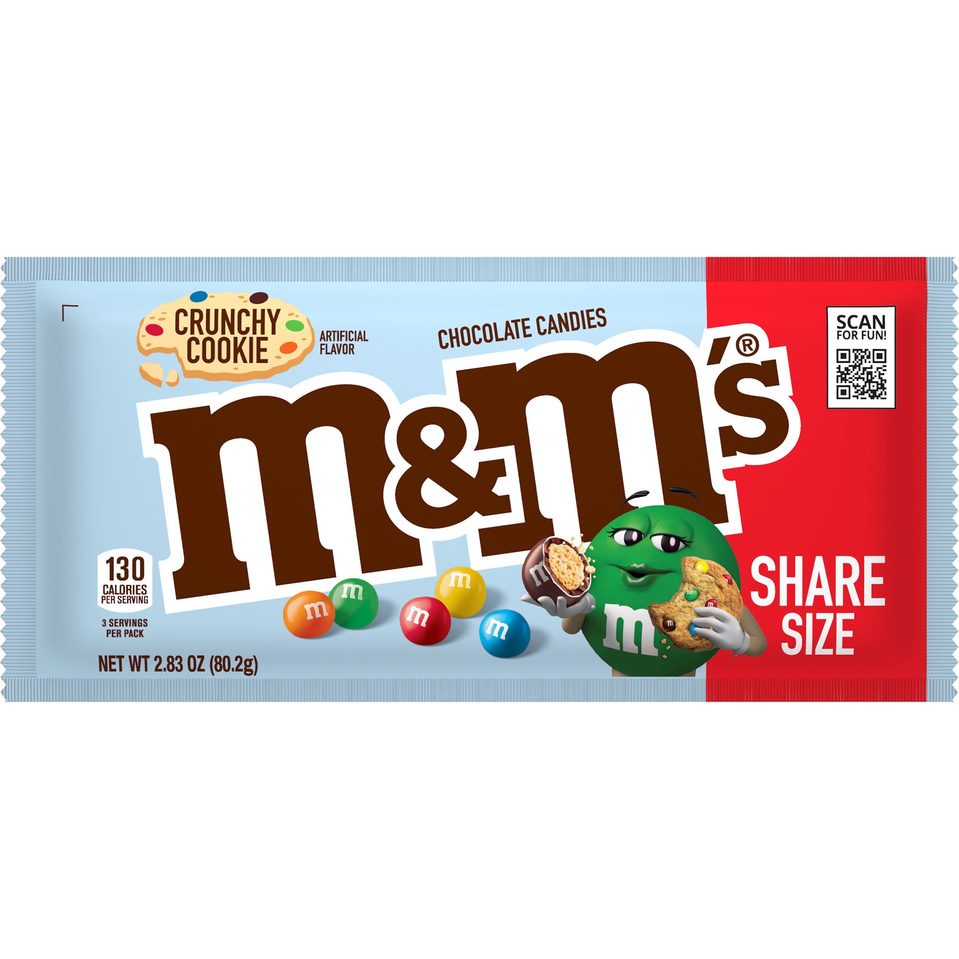 slide 1 of 8, M&M's Crunchy Cookie Milk Chocolate Candy, Share Size, 2.83 oz Bag, 2.83 oz