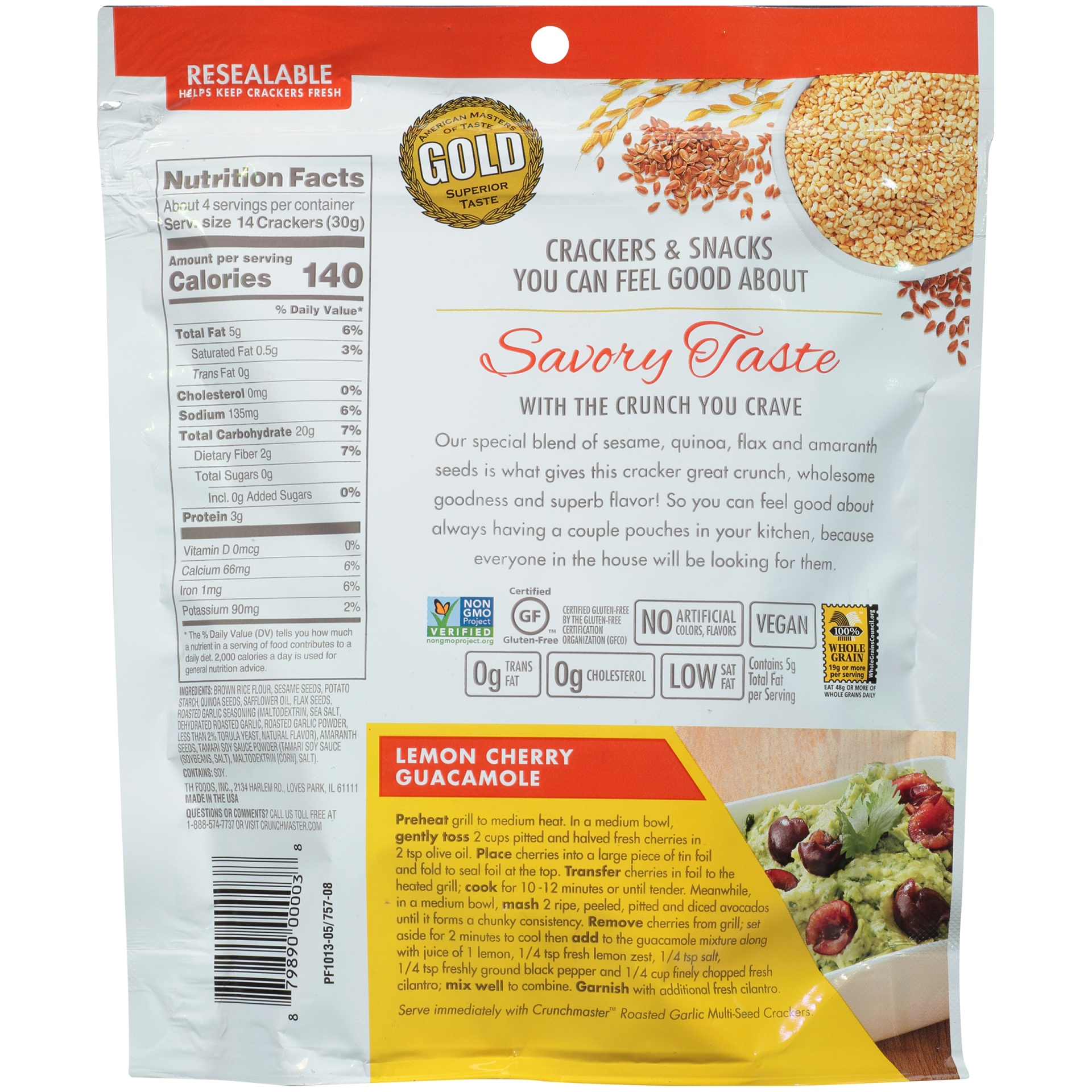slide 4 of 6, Crunchmaster Multi-Seed Crackers, Roasted Garlic, 4.5 oz