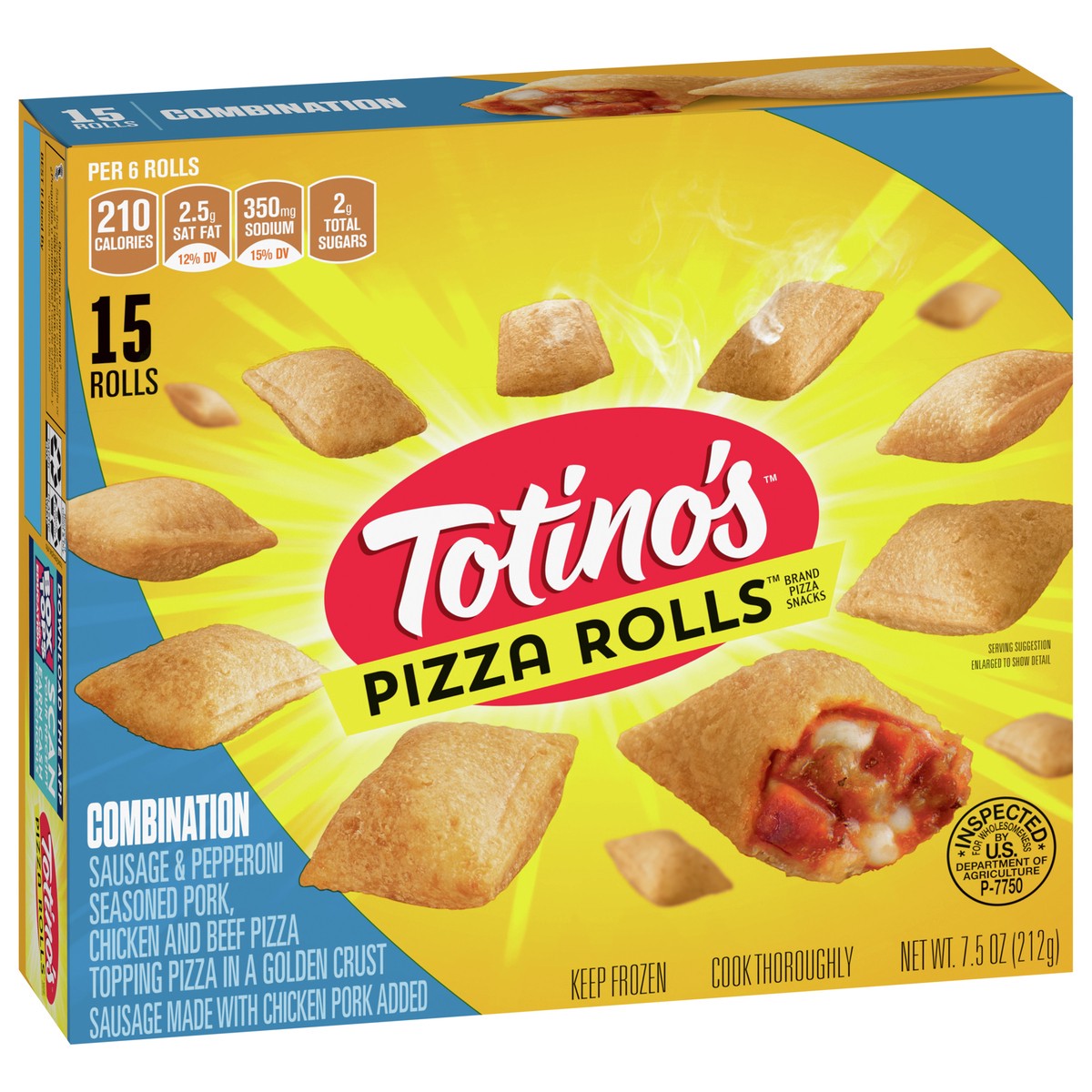 slide 9 of 9, Totino's Pizza Rolls, Combination, Frozen Snacks, 7.5 oz, 15 ct, 15 ct