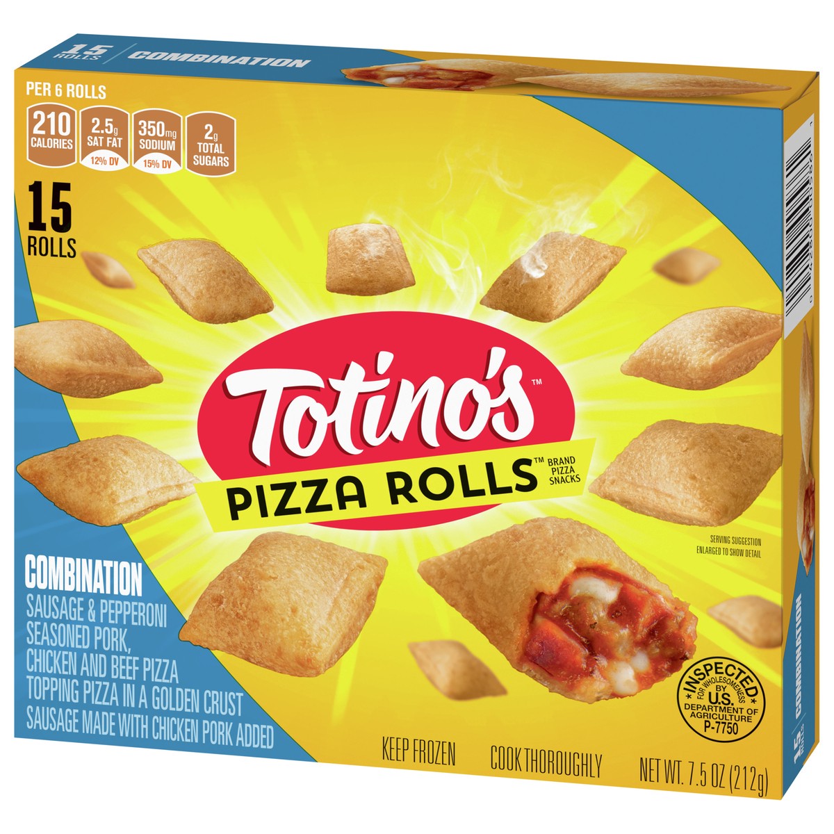 slide 4 of 9, Totino's Pizza Rolls, Combination, Frozen Snacks, 7.5 oz, 15 ct, 15 ct