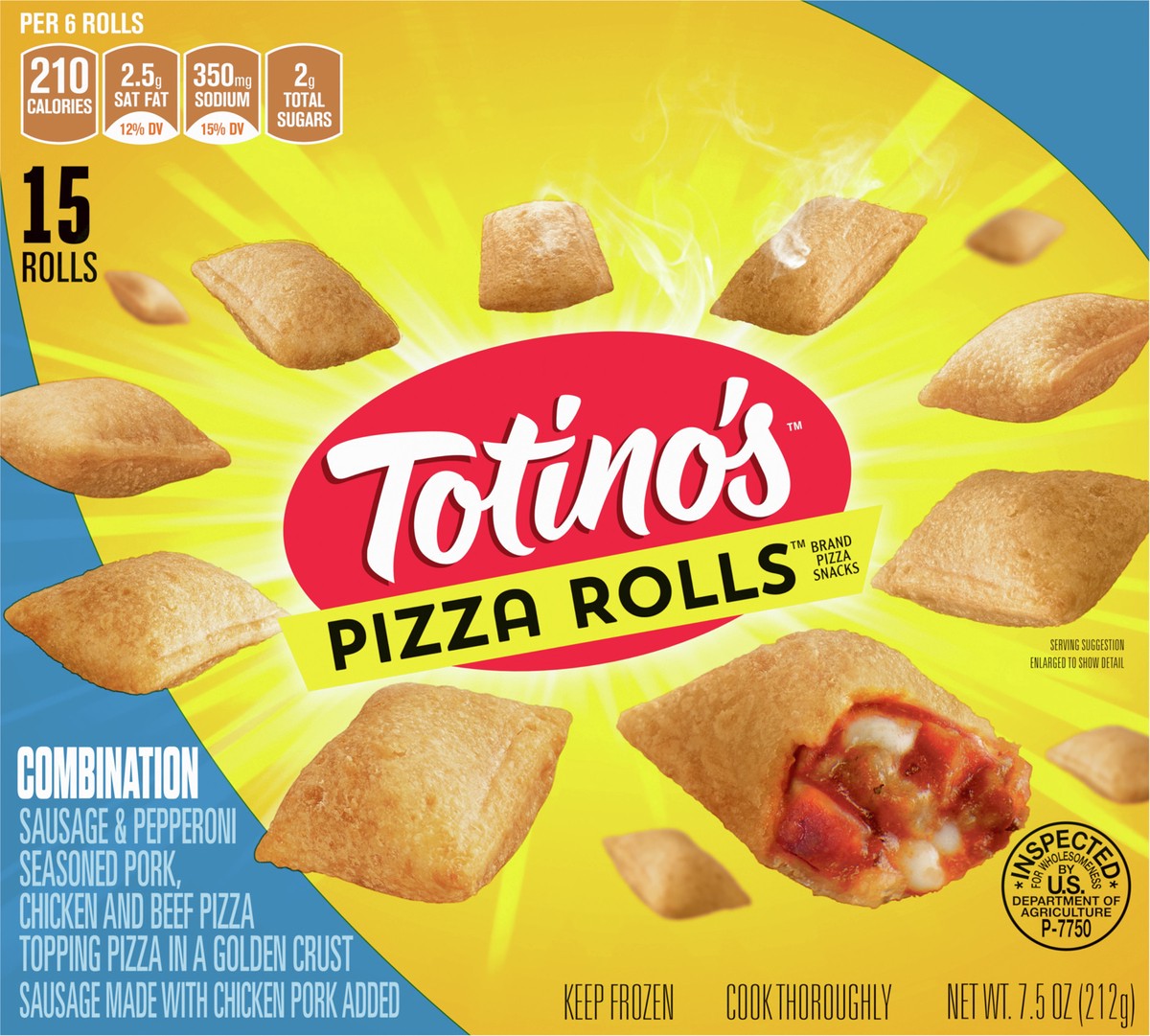 slide 6 of 9, Totino's Pizza Rolls, Combination, Frozen Snacks, 7.5 oz, 15 ct, 15 ct