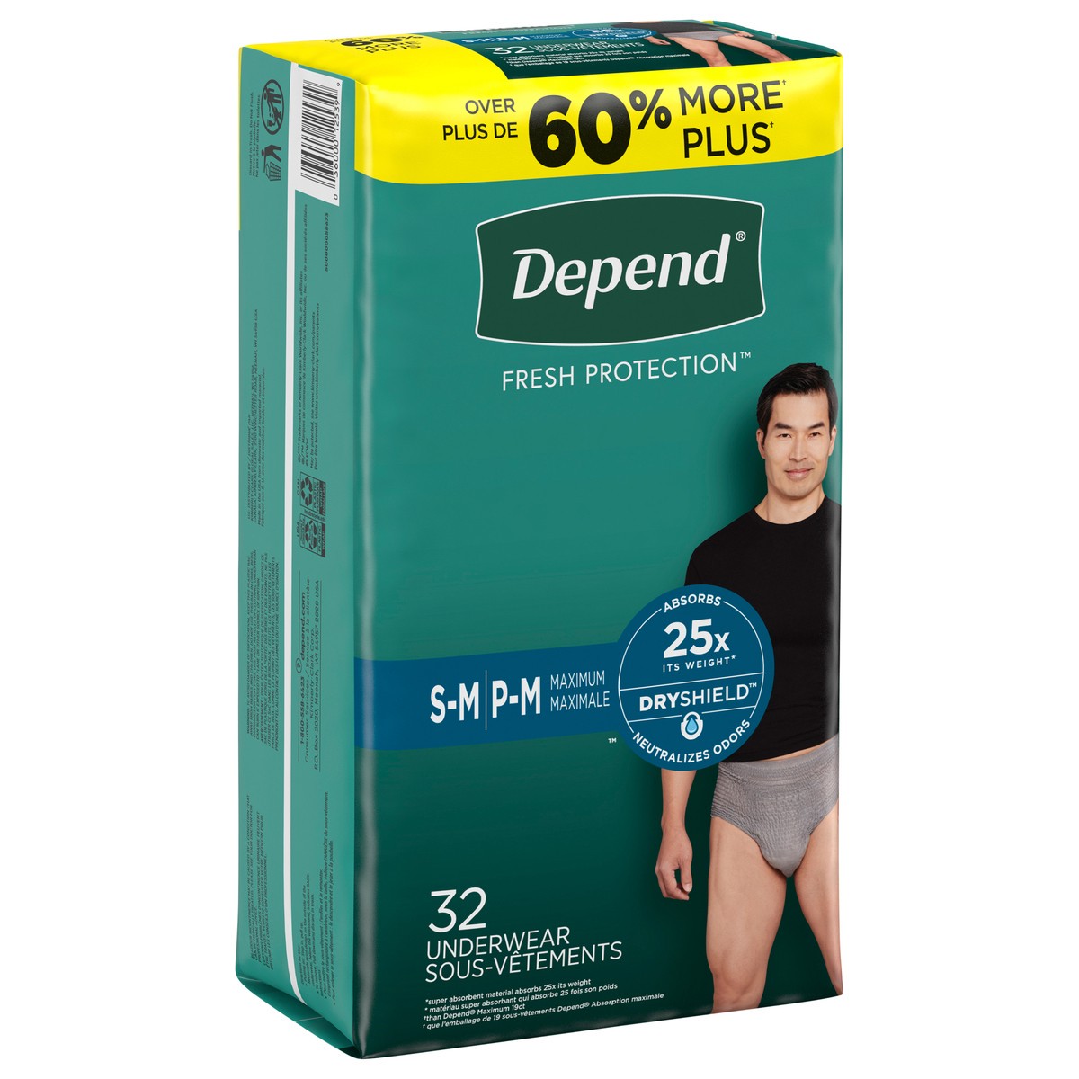 slide 2 of 9, Depend Fresh Protection Adult Incontinence Underwear for Men (Formerly Depend Fit-Flex), Disposable, Maximum, Small/Medium, Grey, 32 Count, 32 ct