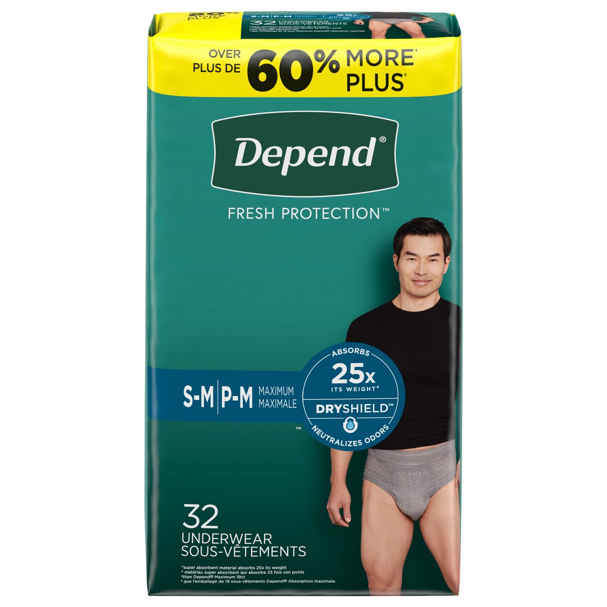 slide 1 of 9, Depend Fresh Protection Adult Incontinence Underwear for Men (Formerly Depend Fit-Flex), Disposable, Maximum, Small/Medium, Grey, 32 Count, 32 ct