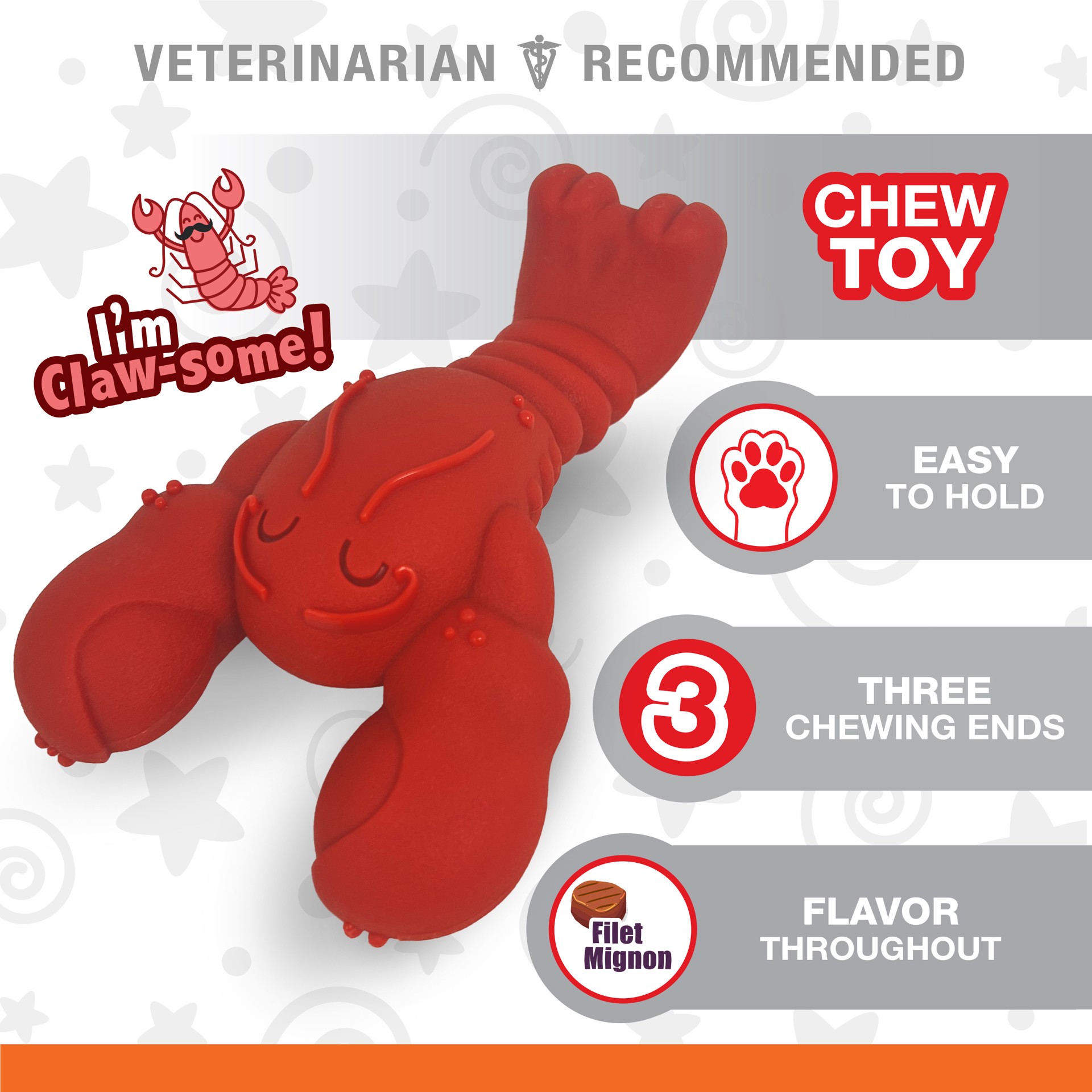 slide 2 of 10, Nylabone Power Chew Lobster Dog Toy Filet Mignon Lobster X-Large/Souper - 50+ lbs.(1 Count), 1 ct