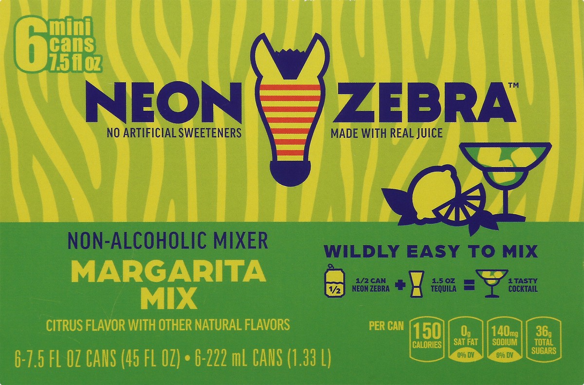 slide 9 of 10, Neon Zebra Margarita Mix Citrus - 45 oz, 6 ct; 7.5 oz