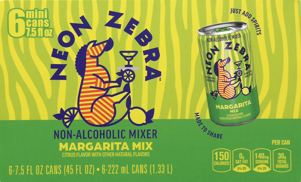 slide 6 of 10, Neon Zebra Margarita Mix Citrus - 45 oz, 6 ct; 7.5 oz