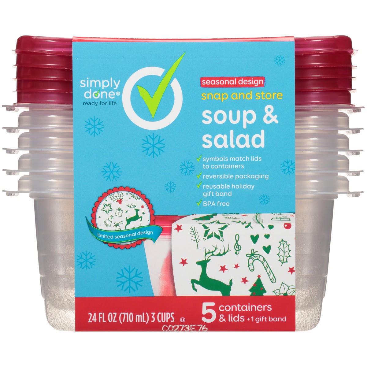 slide 5 of 9, Simply Done Snap And Store Soup & Salad Containers & Lids, Seasonal Design, 24 fl oz