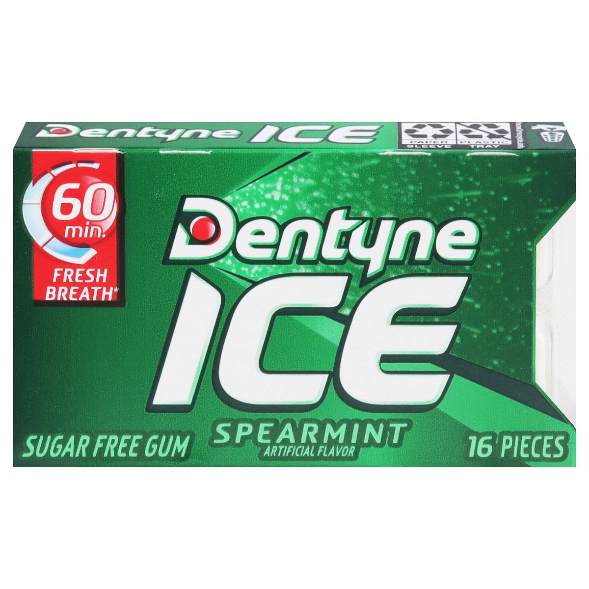 slide 1 of 4, Dentyne Sugar Free Ice Gum Spearmnt Sngl, 16 ct