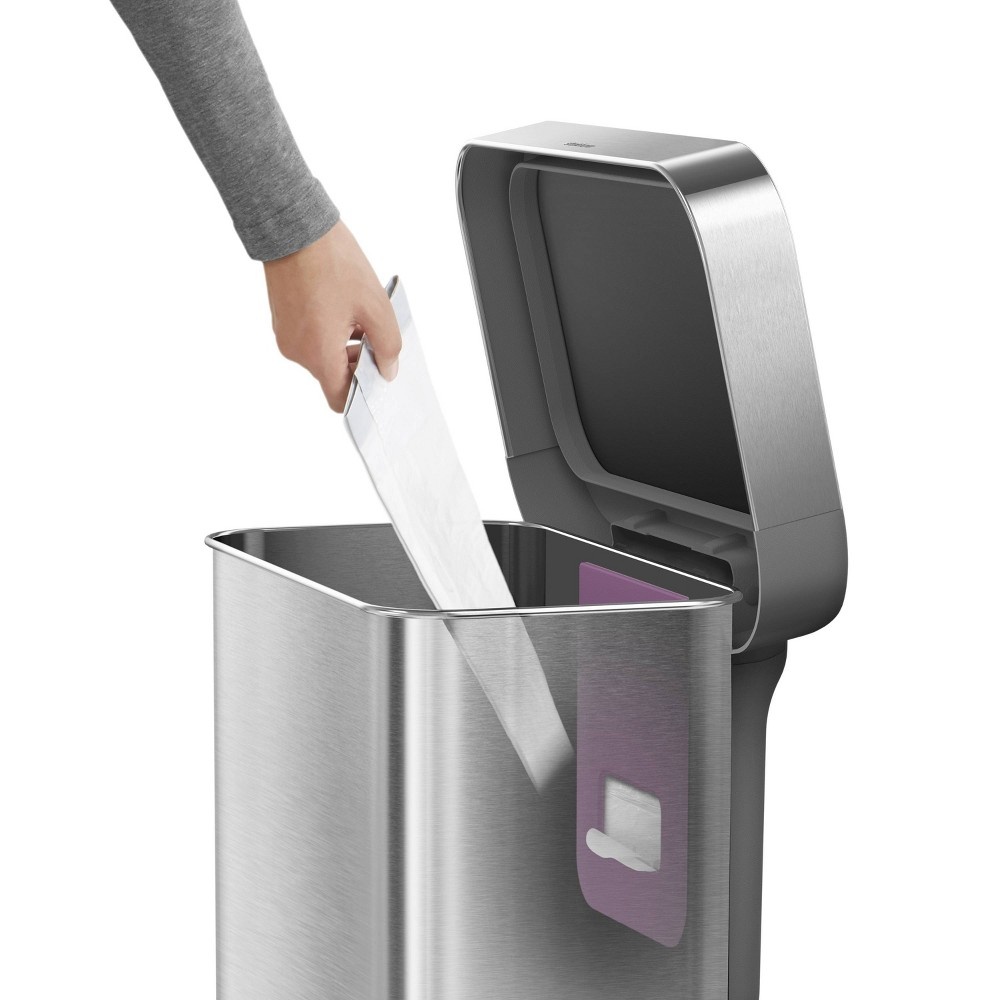 slide 4 of 7, simplehuman Stainless Steel Step Trash Can with Plastic Pedal & Lid, 45 liter