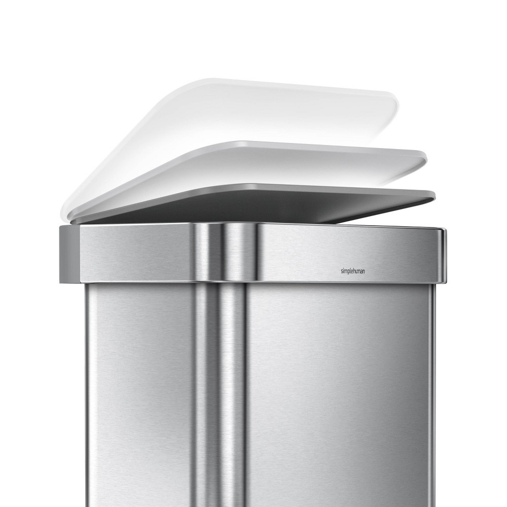 slide 5 of 7, simplehuman Stainless Steel Step Trash Can with Plastic Pedal & Lid, 45 liter