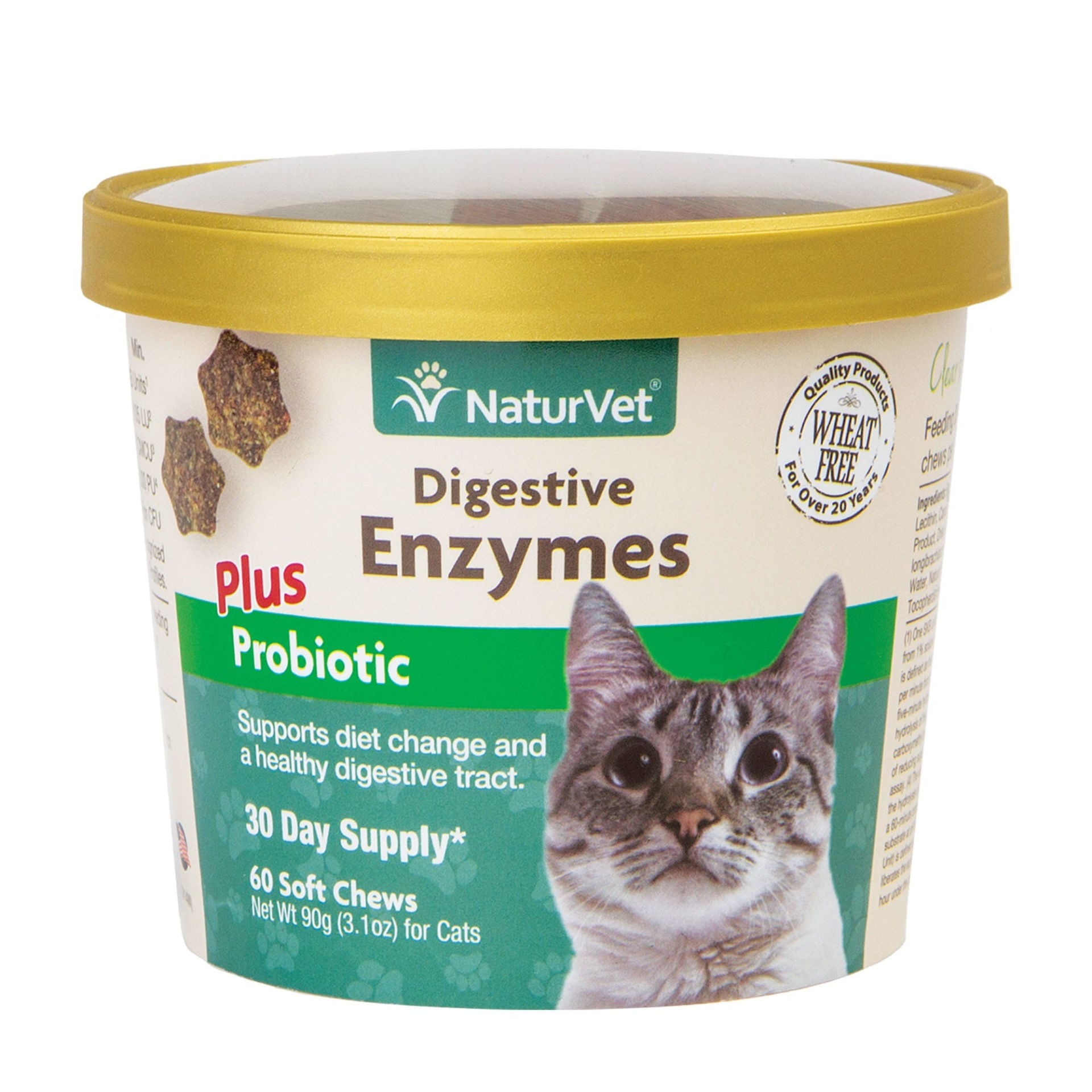 slide 1 of 1, NaturVet Digestive Enzymes Cat Supplement, 3.1 oz