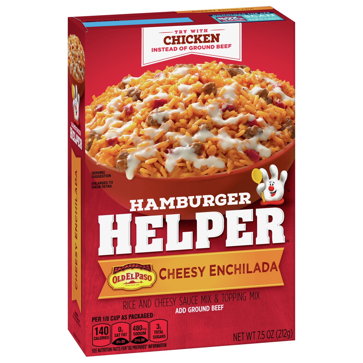 slide 5 of 9, Hamburger Helper, Cheesy Enchilada, 7.5 oz box, 7.5 oz
