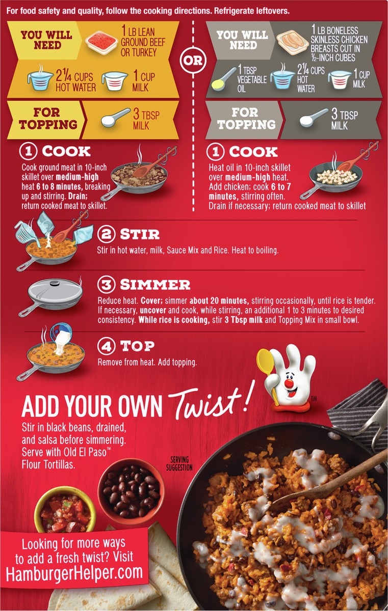 slide 8 of 9, Hamburger Helper, Cheesy Enchilada, 7.5 oz box, 7.5 oz